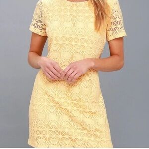 Lulu’s Love You For Eternity Yellow Lace Shift Dress